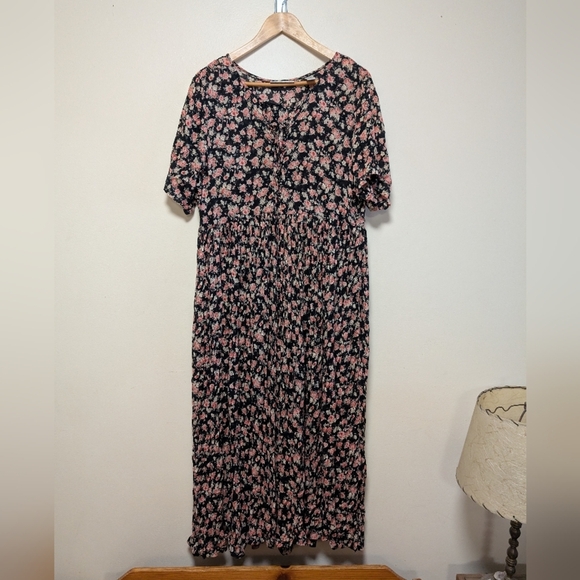 Floral Black and Pink Women's Dress - Picture 1 of 6